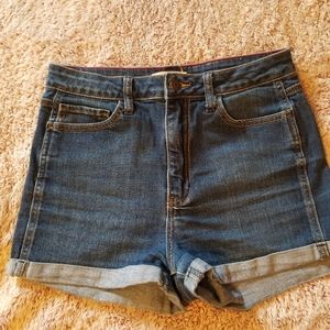 High Waisted Stretch Denim Shorts